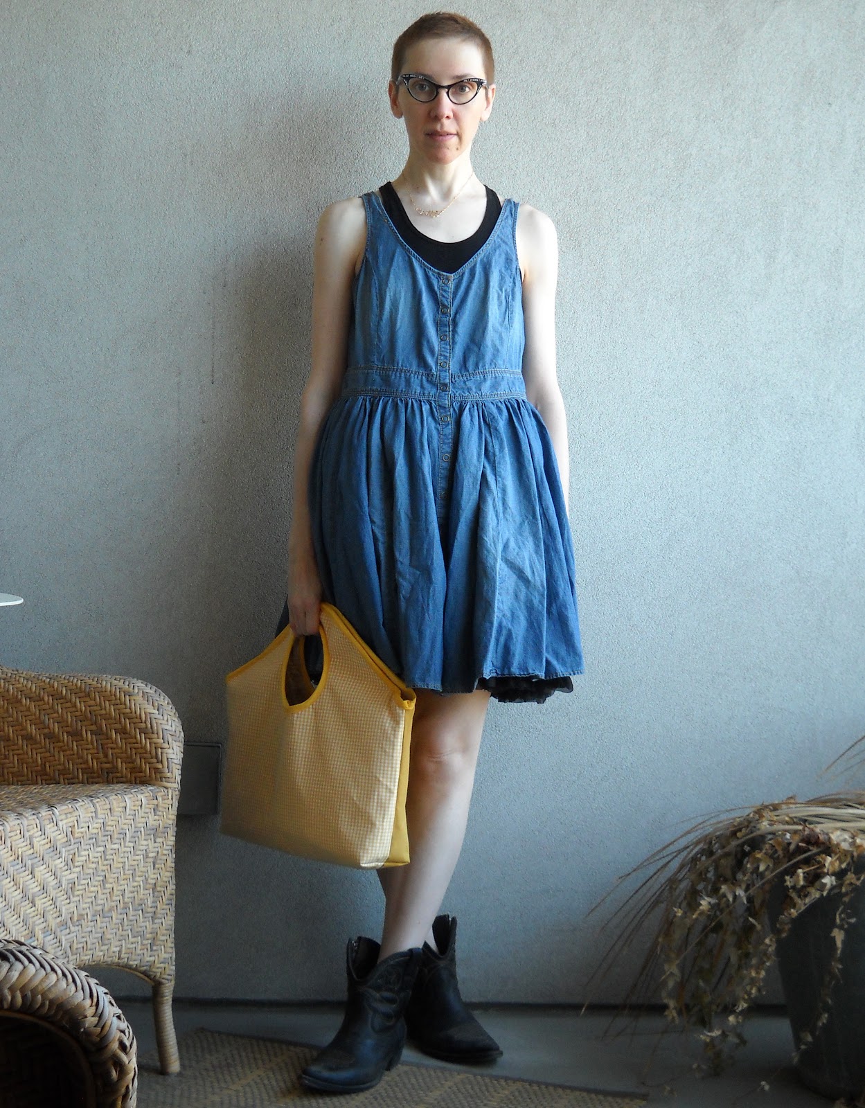 white jean jumper dress