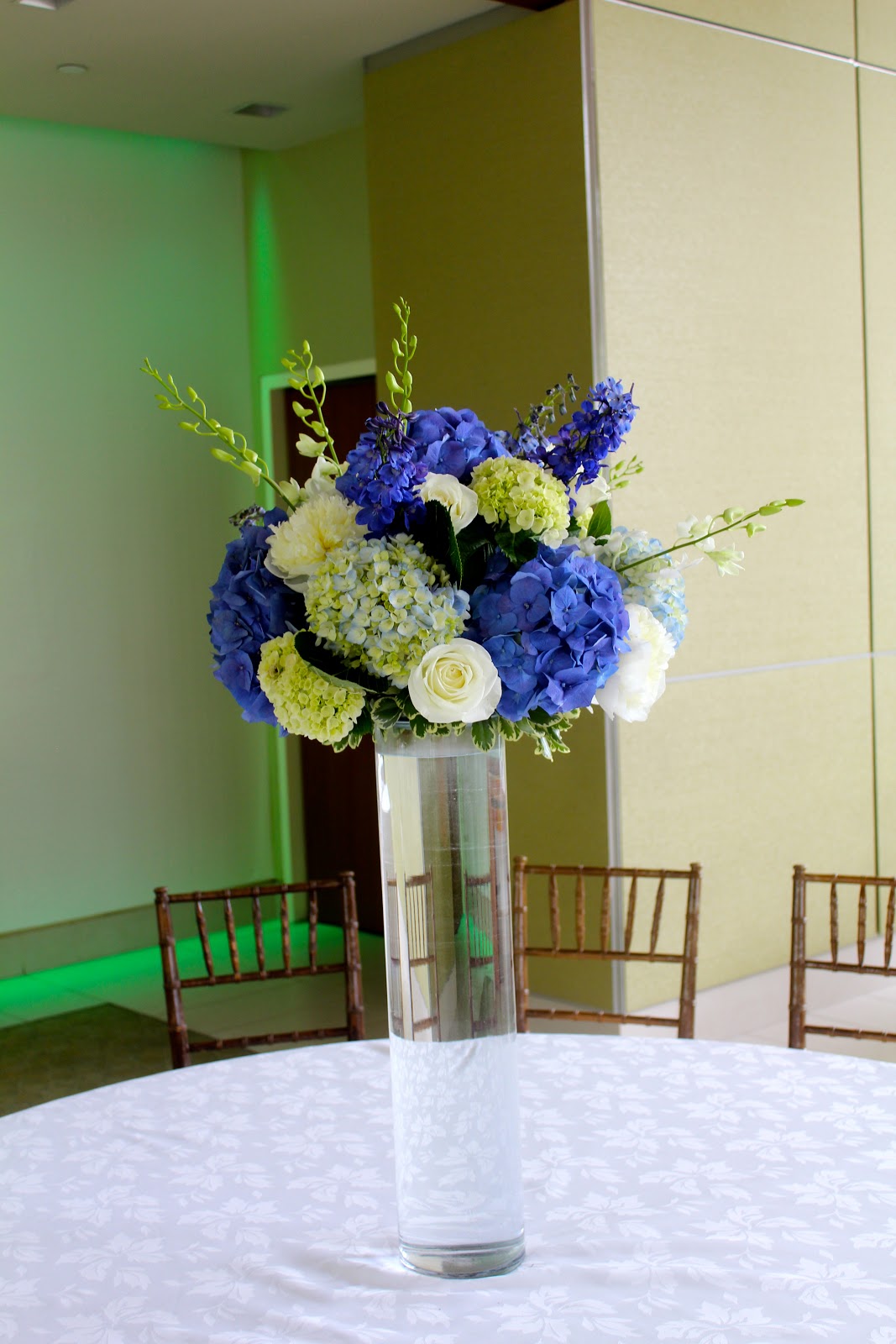 Blue And Green Hydrangea Centerpiece : Allison phalen floral design nicole joe seaport hotel