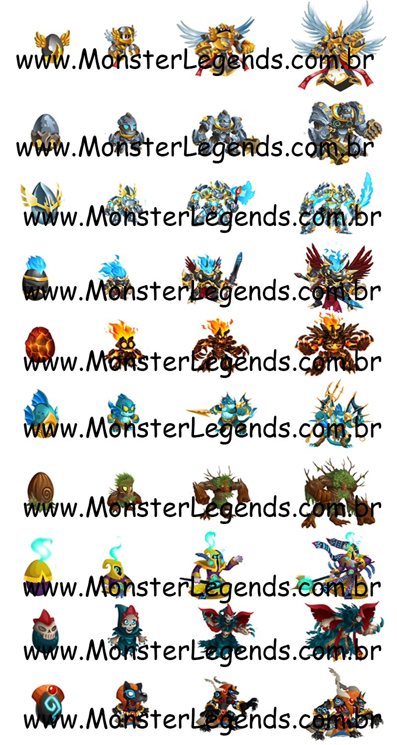 Monstros Lendarios Evoluções Monster Legends
