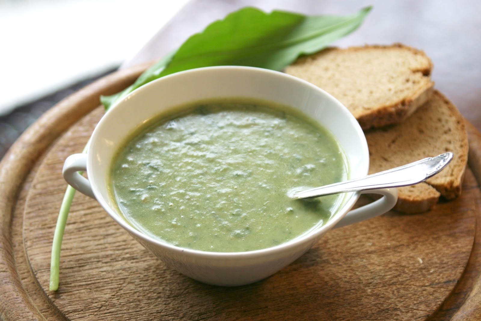 Wild Leek Soup with Mâche Salad