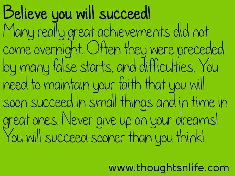 Thoughtsnlife:Believe you will succeed!