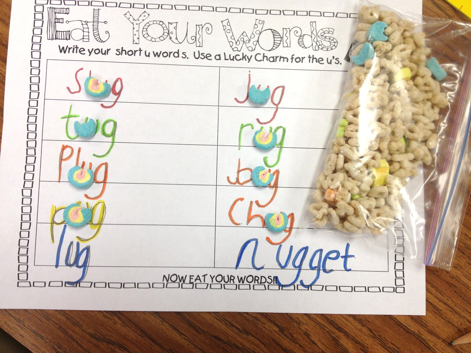 First Grade Wow Eat Your WordsLucky Charms