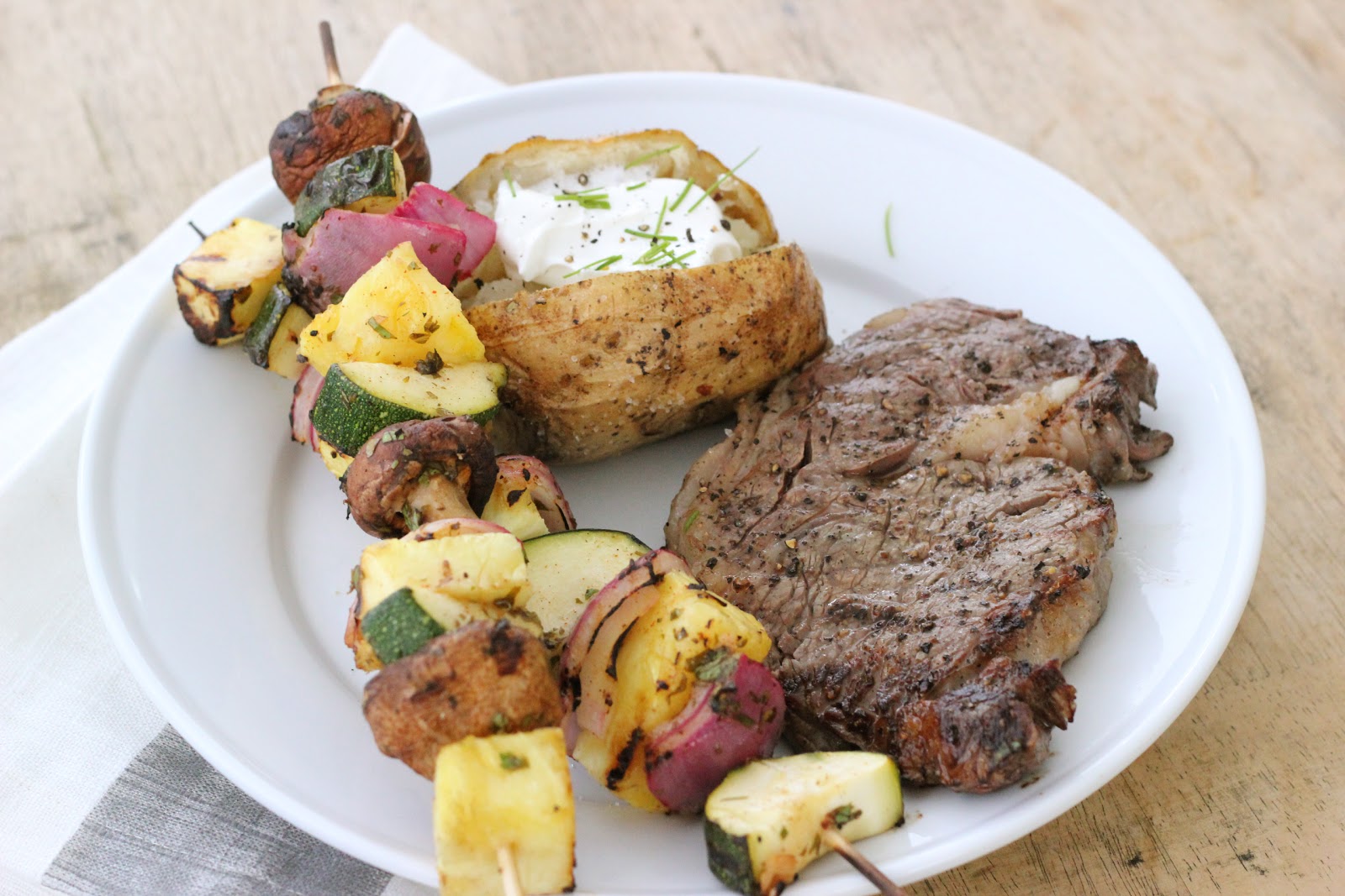 Jenny Steffens Hobick Grilled Steaks with Pineapple, Zucchini