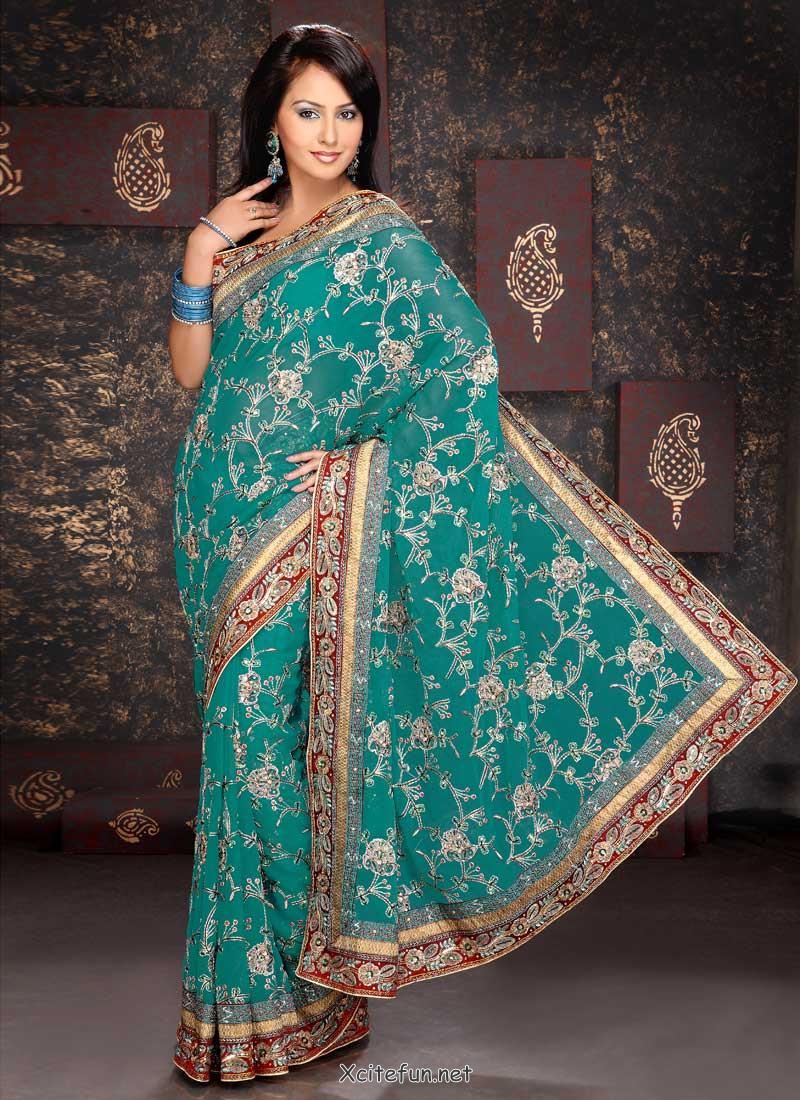 Indian Georgette Party Wear Embroidered Saree Beautiful Collection