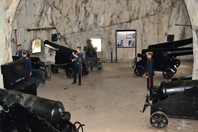 Huge chambers were carved within the Rock of Gibraltar to aid the British military in their defense against the Spanish and French invading forces.