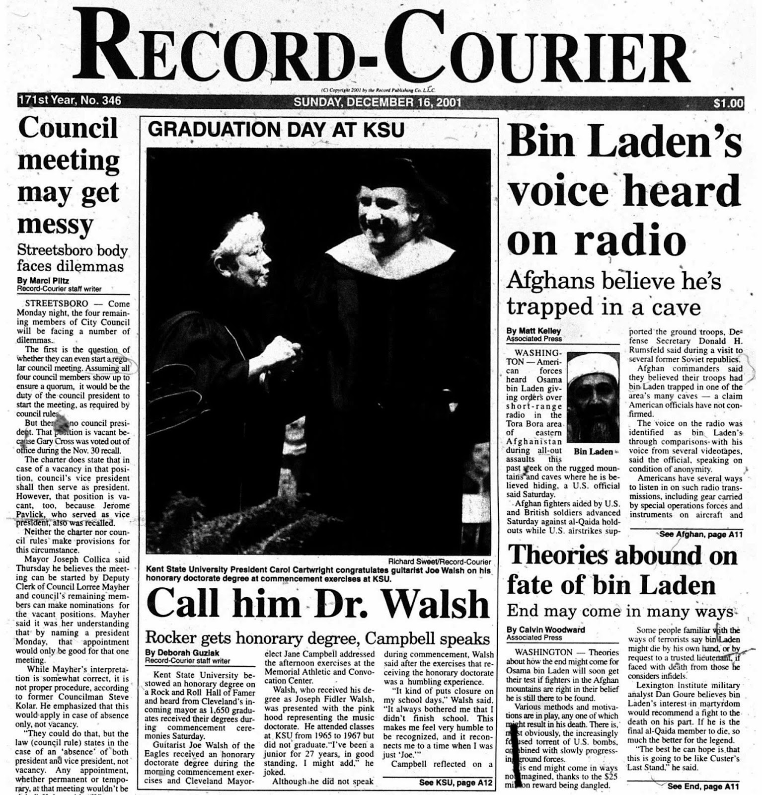 Dr. Rock & Roll Joe Walsh in Kent, Ohio