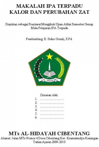 Berita Terbaru Kumpulan Contoh Cover Makalah