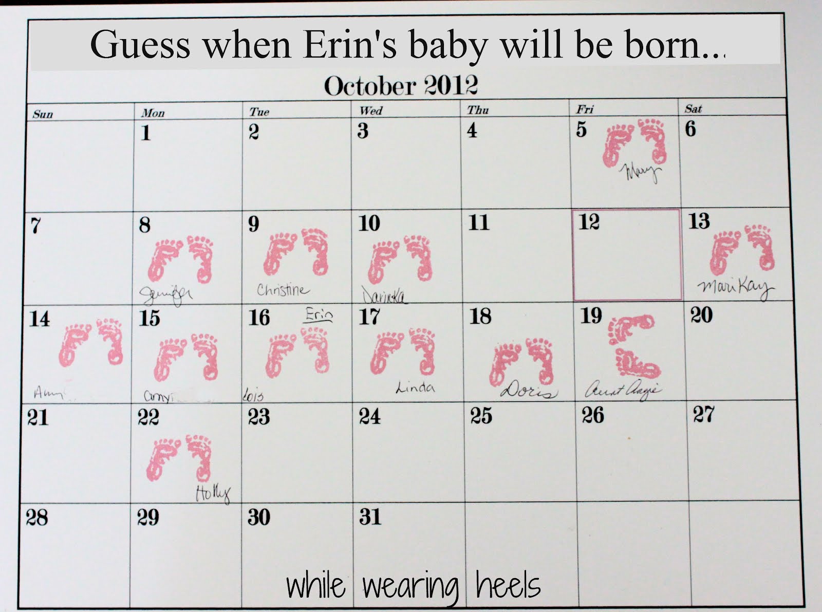 Baby Prediction Chart Baby Shower