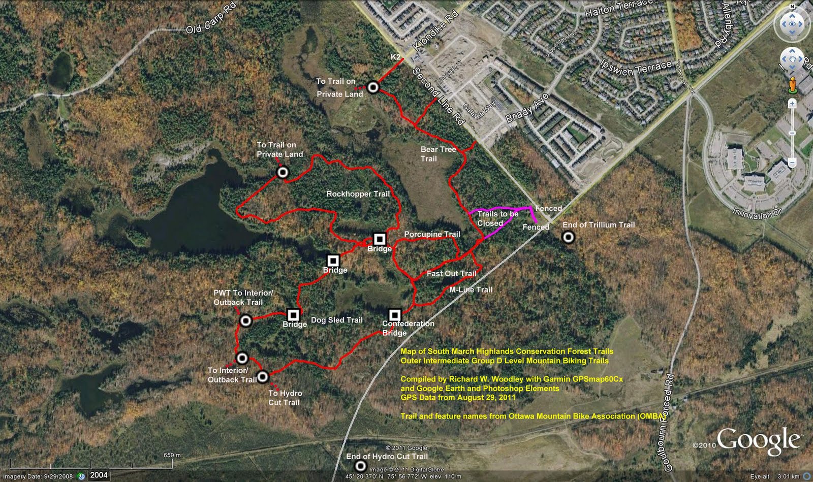 South March Highlands Trail Map Richard's Gps Trail Maps: South March Highlands Conservation Forest  Intermediate Mountain Biking Trails