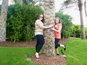 Hugging a palm tree on Palm Tree Island