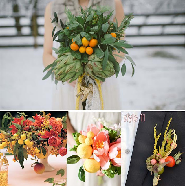 winter and fall fruit wedding bouquets and flowers