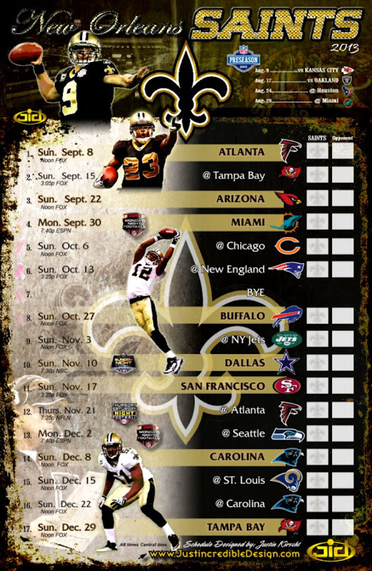 Just Incredible Design New Orleans Saints 2013 Schedule Archives Just Incredible Design New Orleans Saints 2013 Schedule Archives