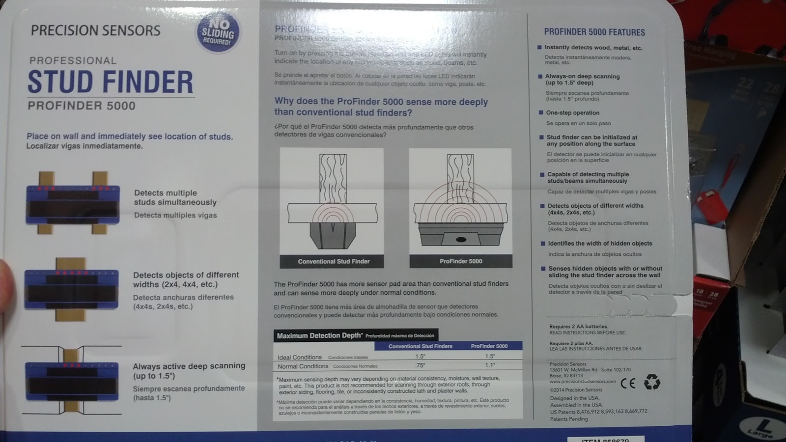 Precision Sensors Professional Stud Finder Profinder 5000 Costco