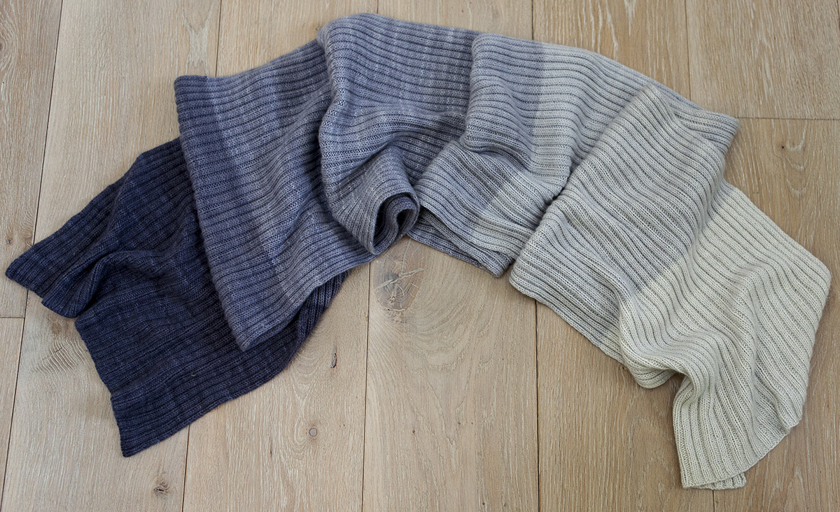 needles and lemons Knitting a finished Ombré cashmere scarf