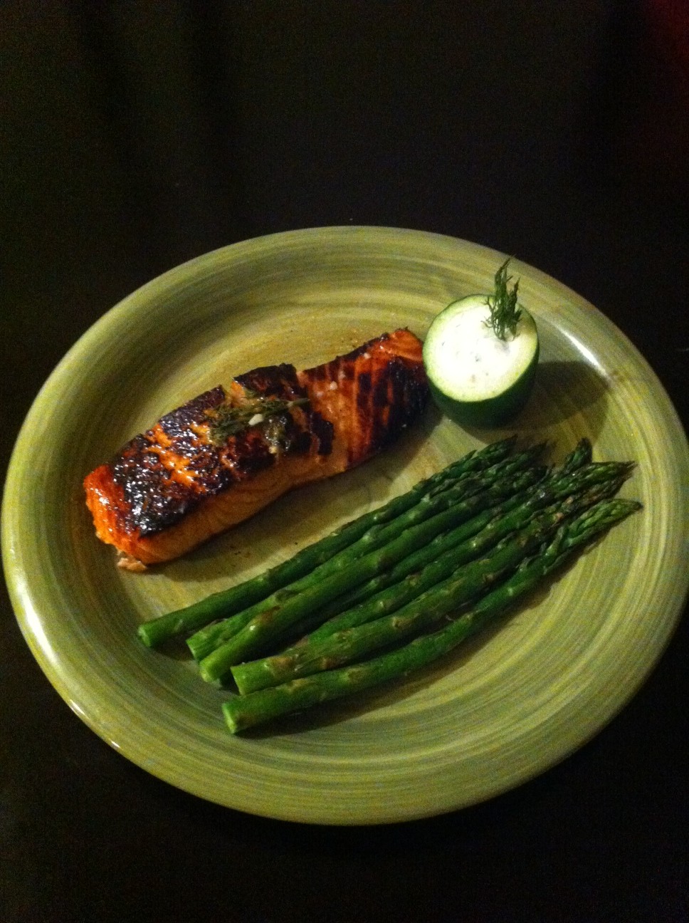 Curiously Culinary Rum & Honey Glazed Salmon with Grilled Asparagus