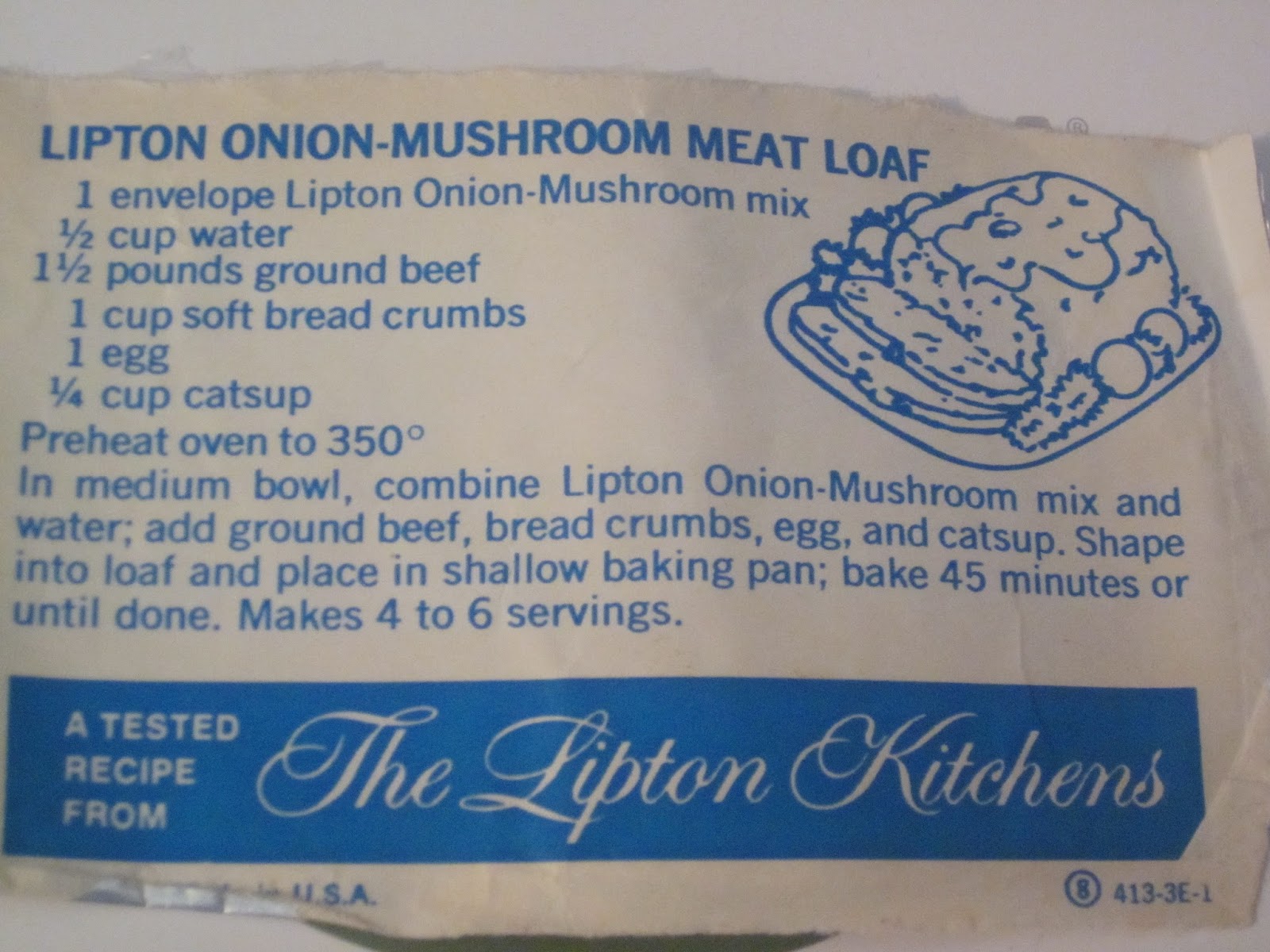 Grandma's Vintage Recipes LIPTON ONIONMUSHROOM MEATLOAF