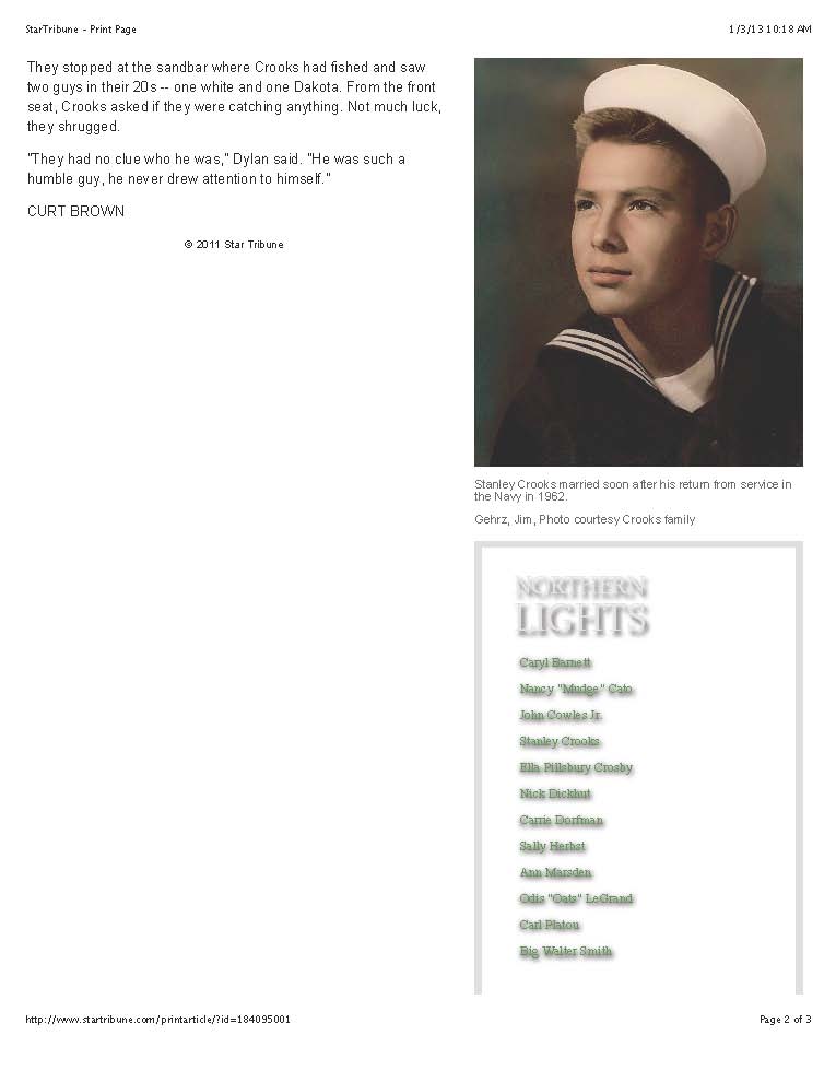 Star Tribune names Crooks one of Minnesota's "Northern Lights