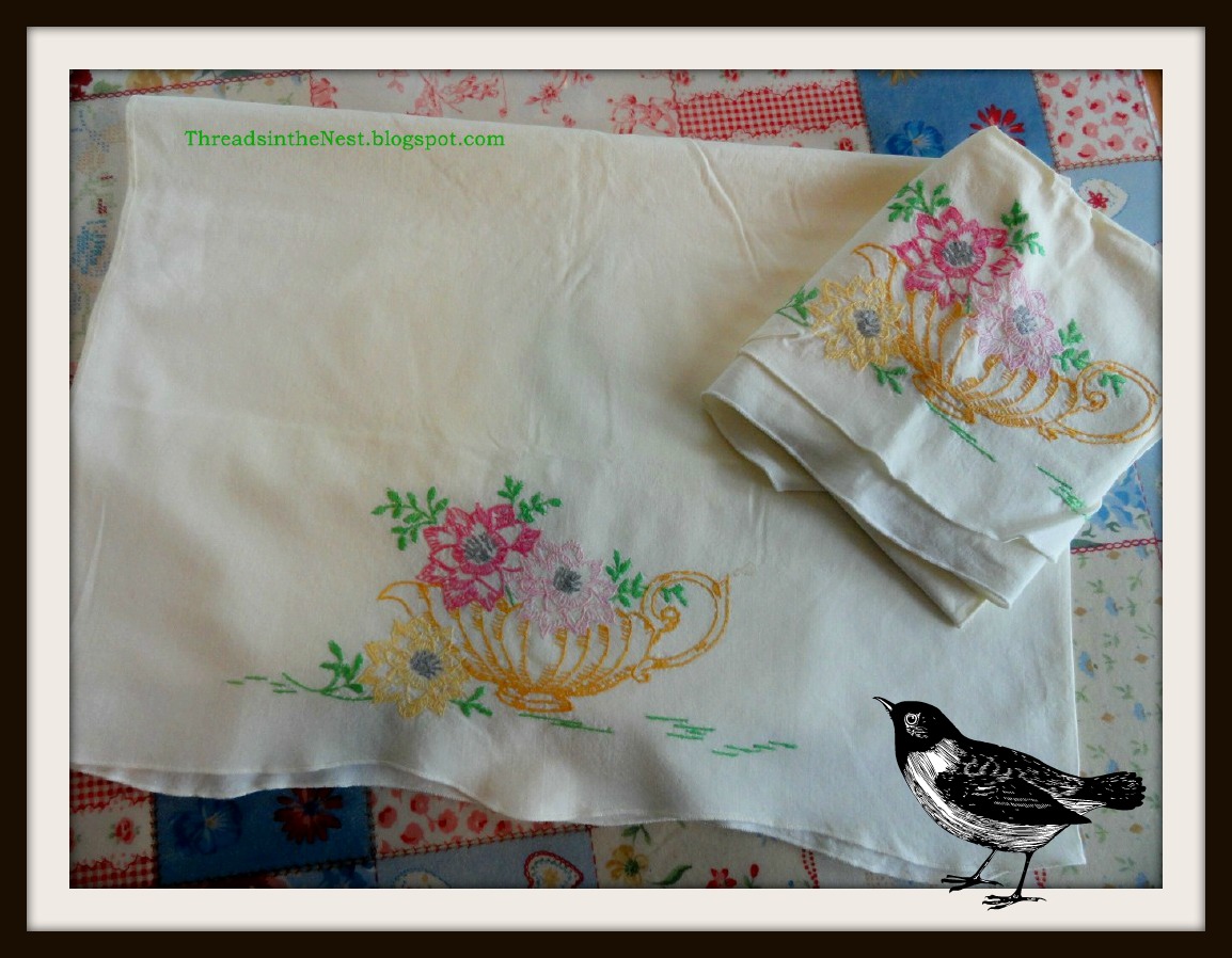 Threads in the Nest Uses for Vintage Embroidered Pillowcases