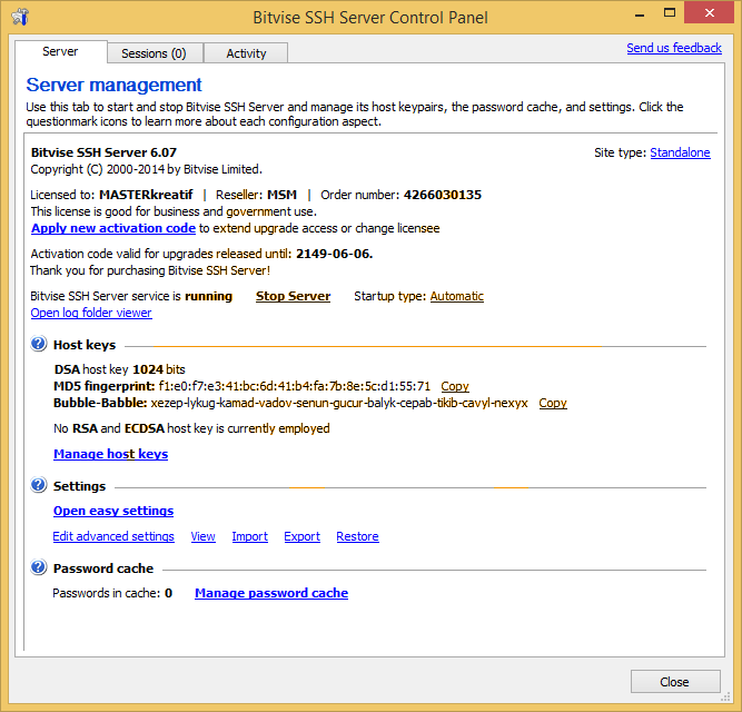 Bitvise SSH Server 6.07 Bitvise SSH Server 6.07