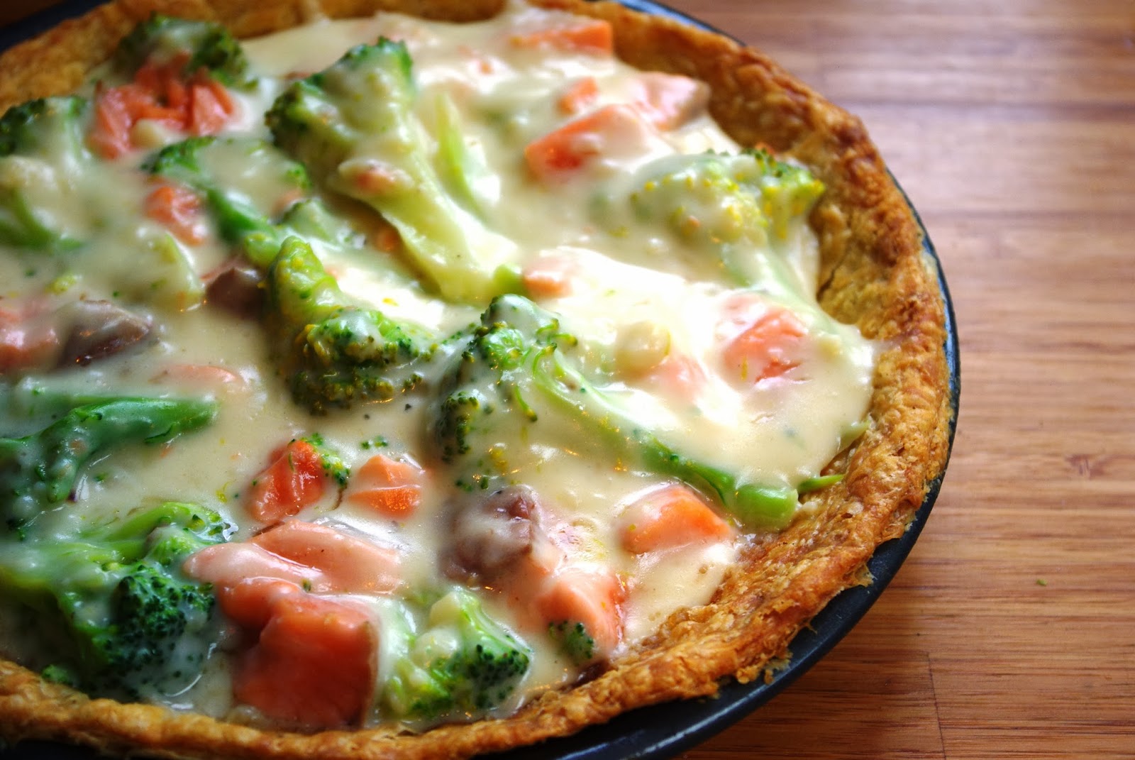 Tadpegs Dished up Salmon and Broccoli Pie