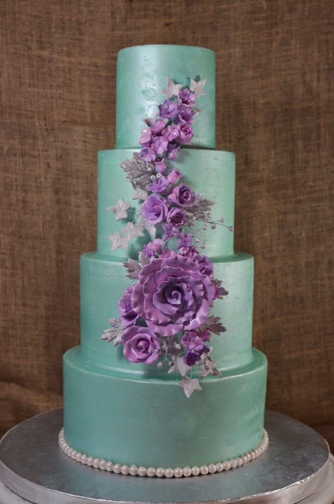 Mint Green And Lavender Wedding Cake