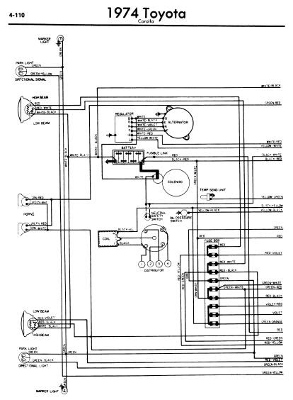 repair-manuals: Toyota Corolla 1974 Wiring Diagrams