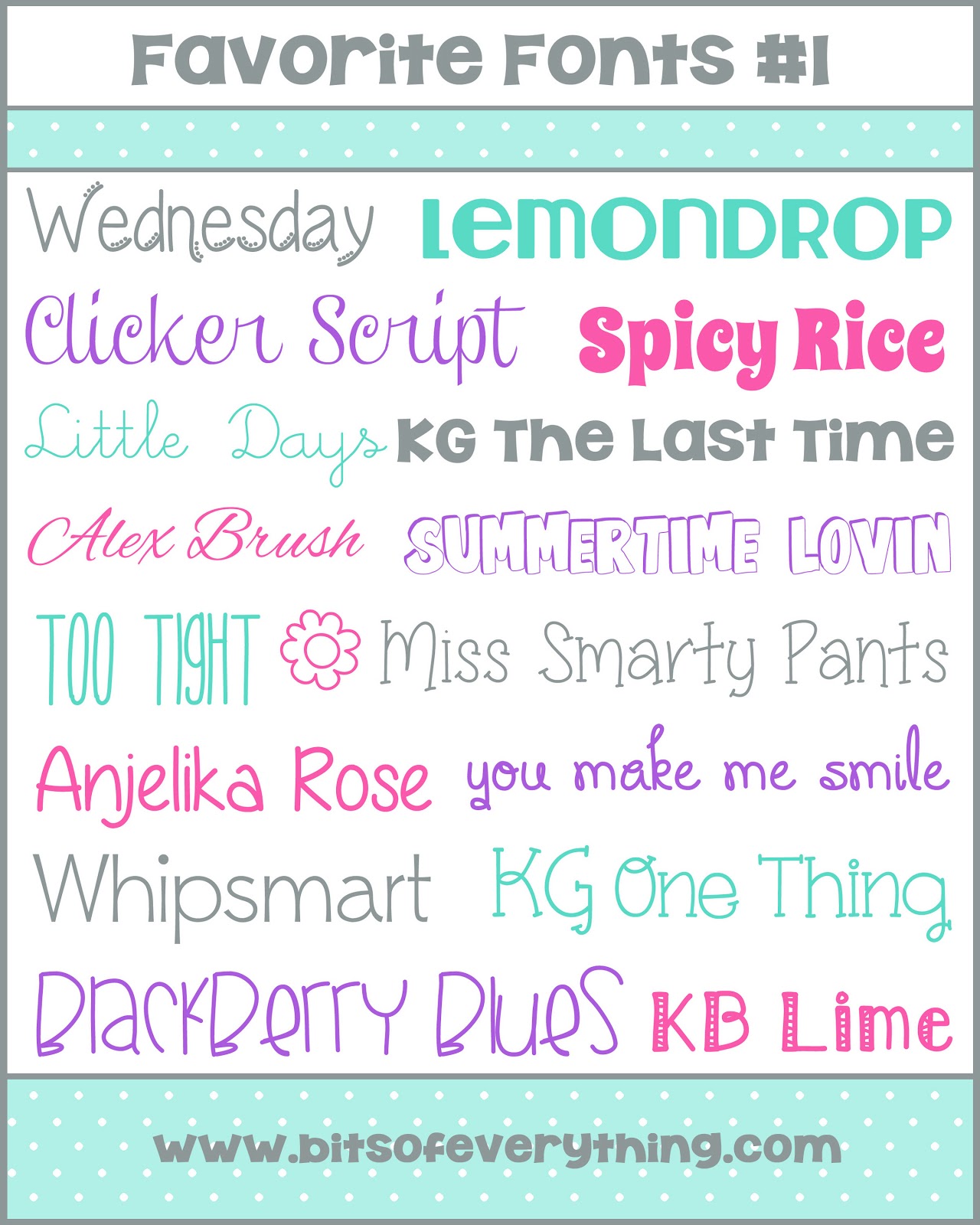 Cute Font Collection #1 | Bits of Everything