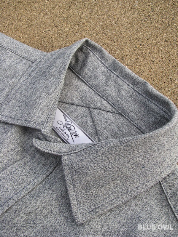 3sixteen Long Sleeve Chambray Workshirt in Salt & Pepper, Denim
