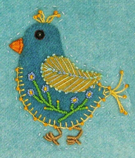 Robin Atkins embroidered, wool applique chicks