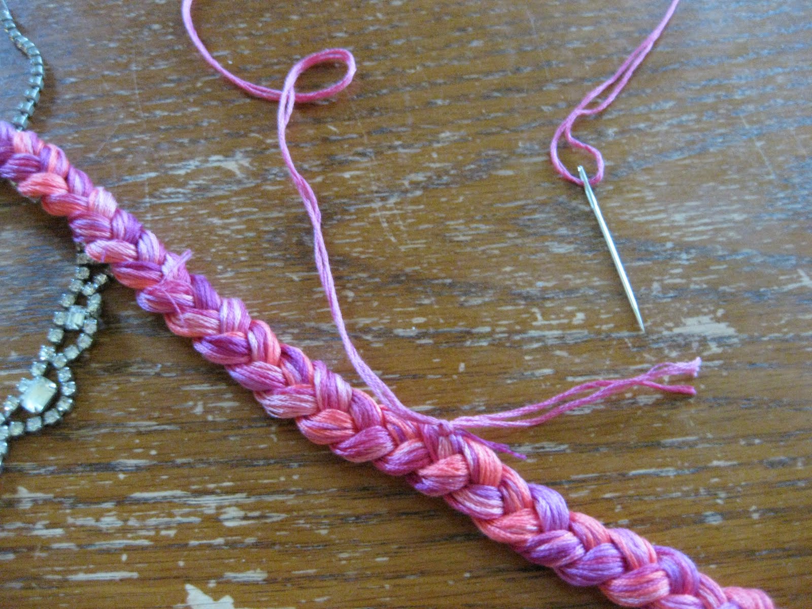 Thanks, I Made It The Odd Couple DIY Sparkly Embroidery Thread Necklace