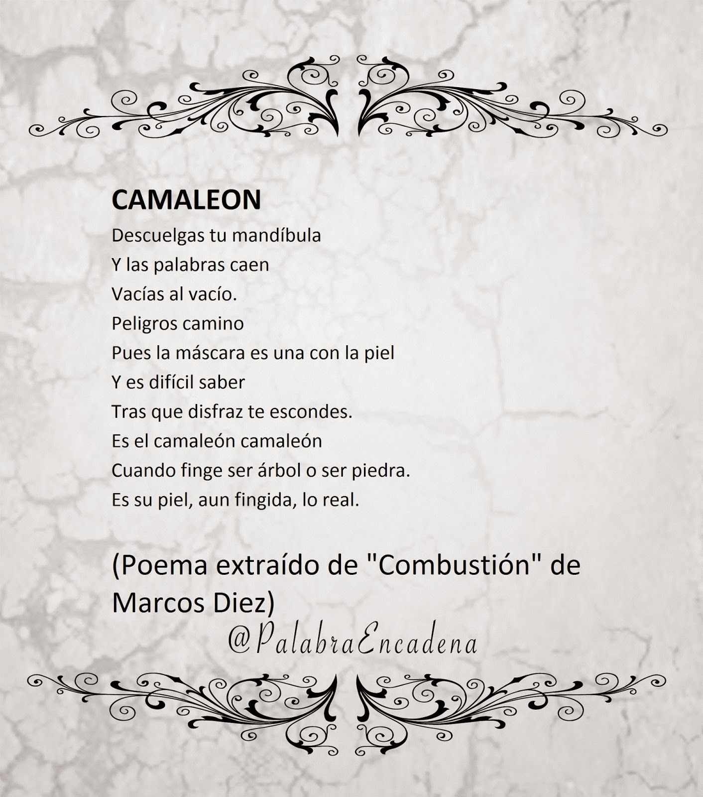 Un poema Camaleón Palabras En Cadena