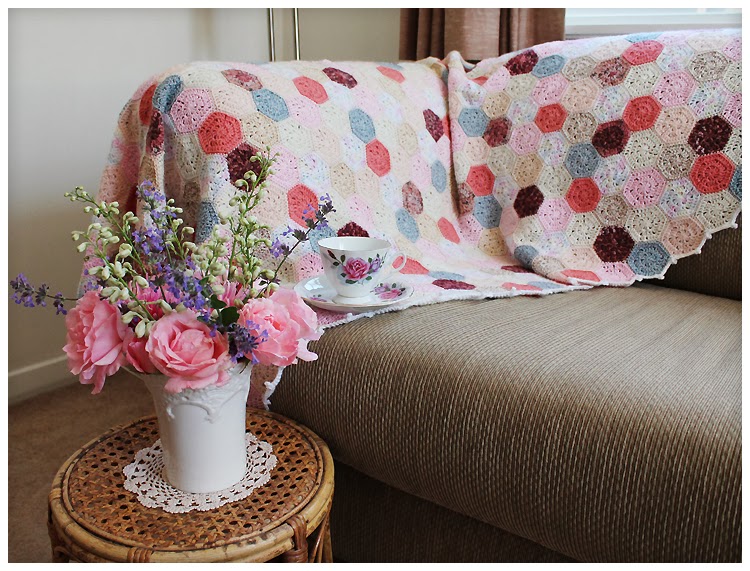 Camellia Rose Summertime Patchwork Quilt Blanket finished at last!