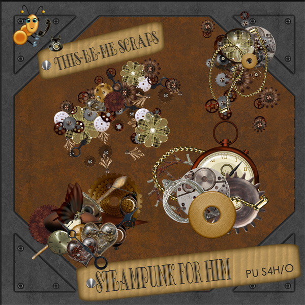 Digital Scrapbooking Steam Punk for Him Scrap Kit