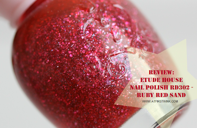 Review: Etude House nail polish RD302 - Ruby Red Sand