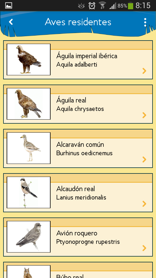 Aves Residentes Parque Nacional Cabañeros Aplicación Movil