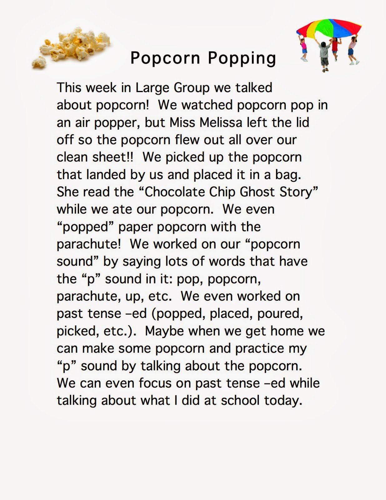 Miss Melissa's Speech Popcorn Popping