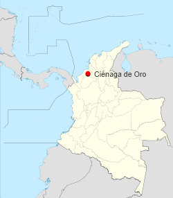 Localización de Ciénaga de Oro en Colombia