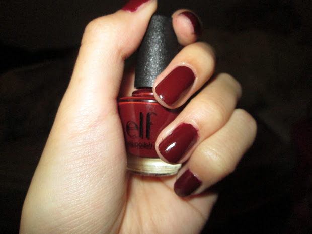 l. nail polish in dark red