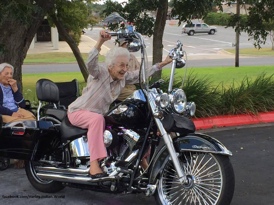 old lady on bike
