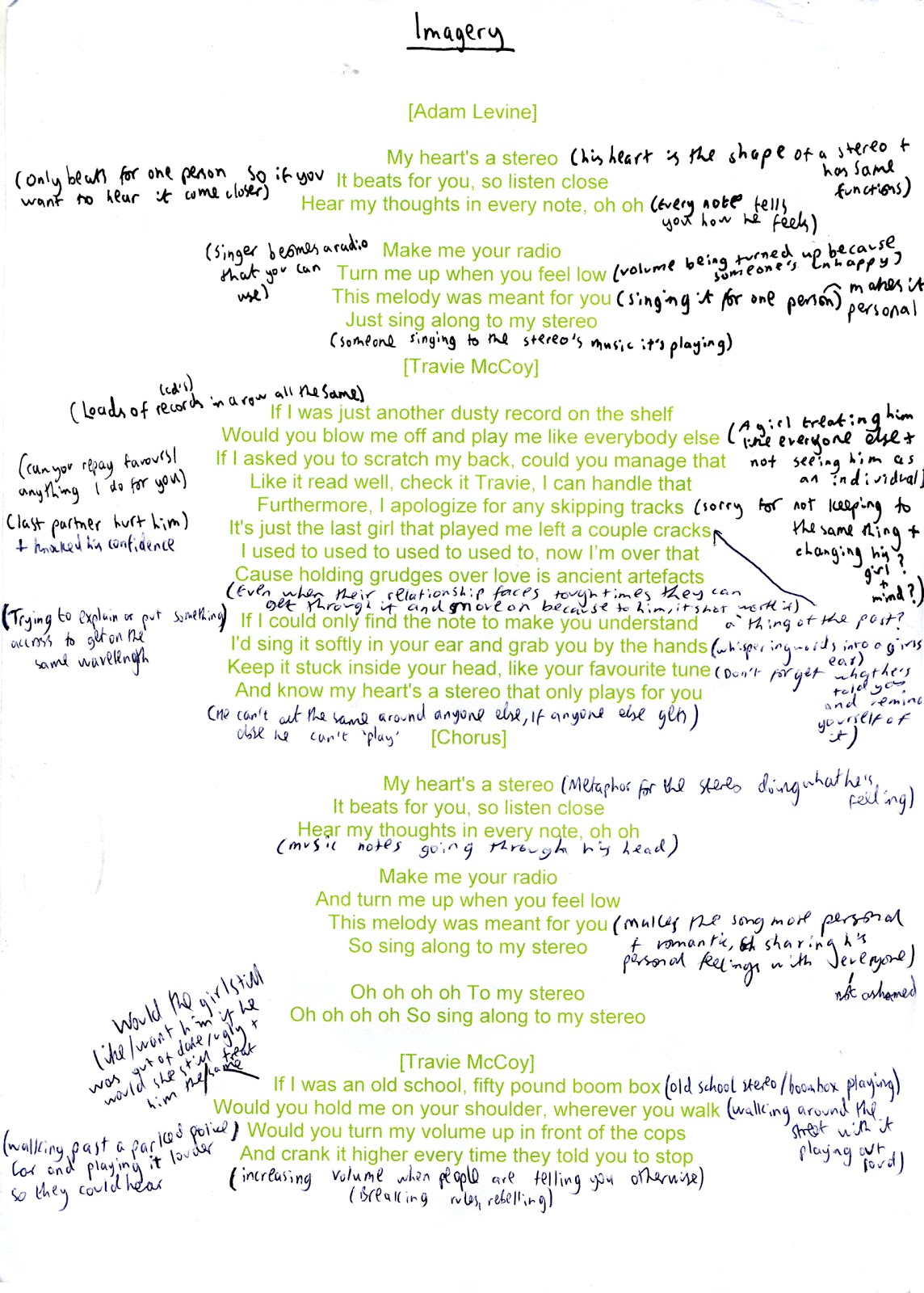 CallumBoyntonA2 Song lyrics imagery