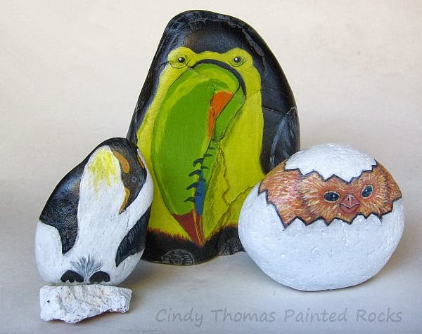 Painting Rock & Stone Animals, Nativity Sets & More: Rock Painting Ideas:  Birds Painted on Rocks