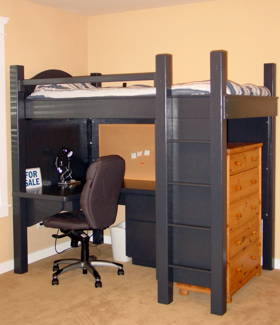 cabin bed with chair underneath