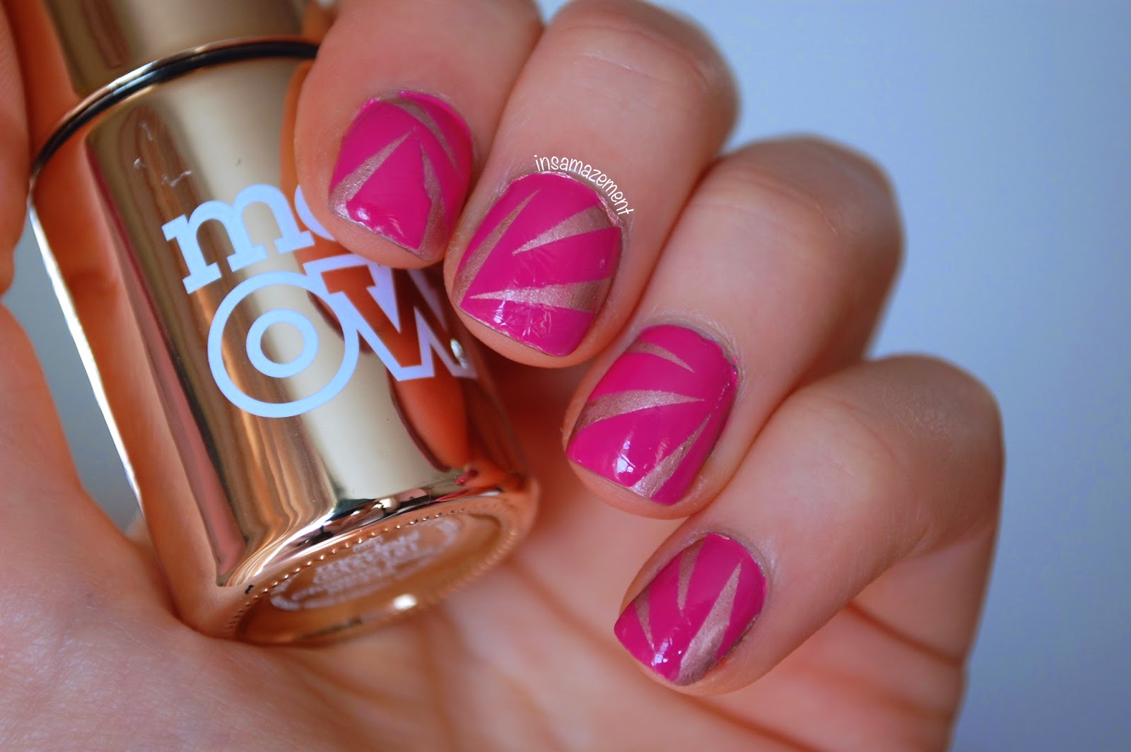 pink gold nail art