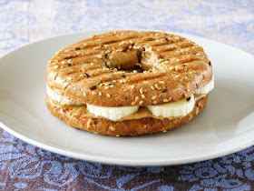 Peanut Butter and Banana on a Butter Grilled Multigrain bagel