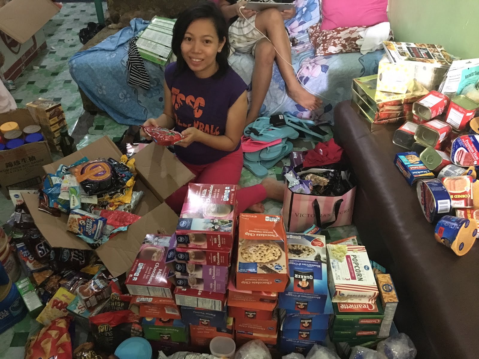 Balikbayan boxes being opened in the Philippines