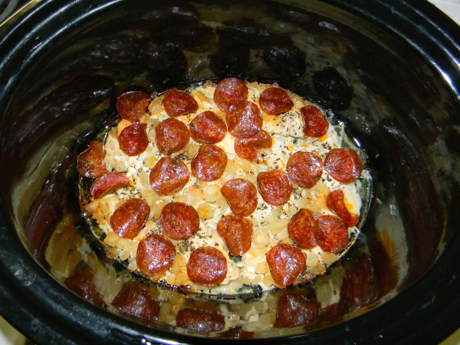 Growing to Four Crock Pot Pepperoni Chicken