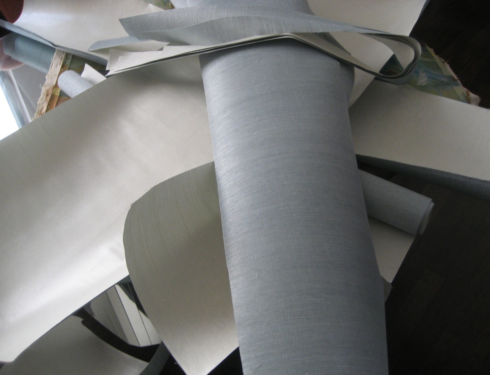 How to transform a powder room with wallpaper remnants.