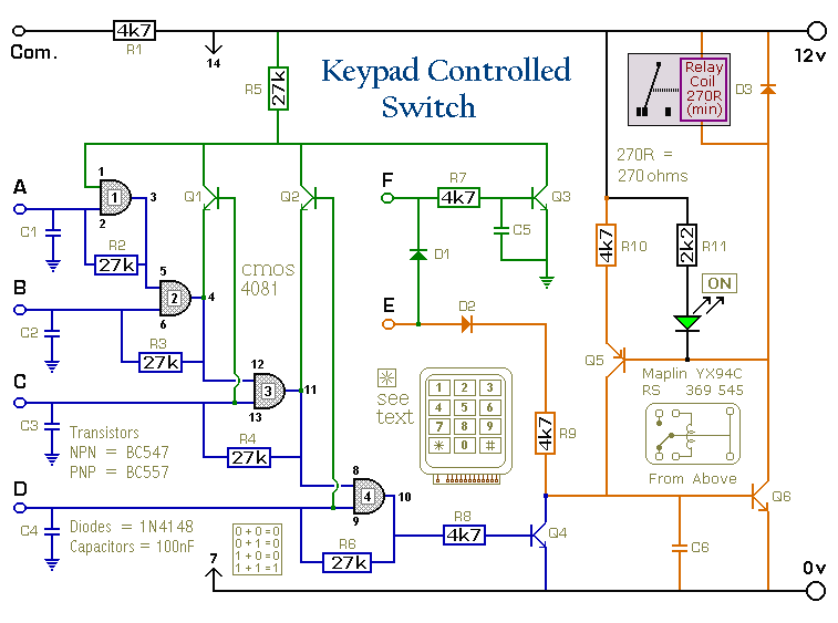 Schematic & Wiring Diagram: A 4-Digit Keypad Controller ... general purpose relay wiring diagram schematic 
