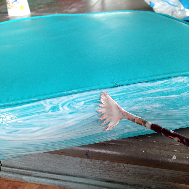 repairing a rip in a vinyl cushion using mod modge