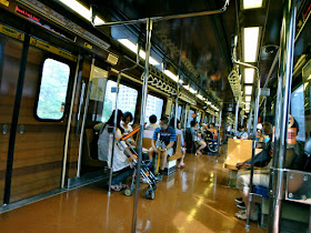 Inside the train to Xinbeitou Taiwan 